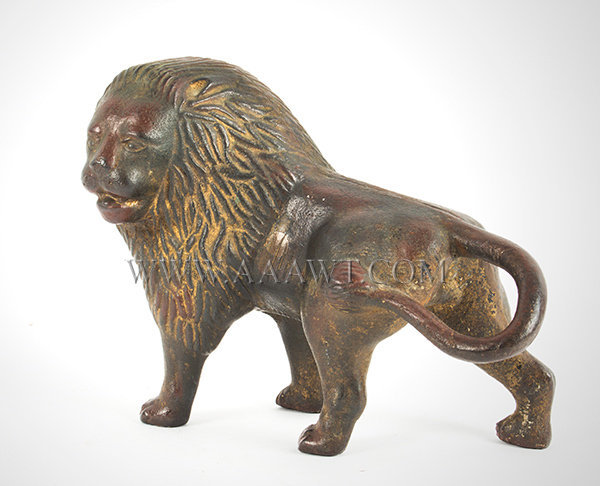Antique Door Stop, Lion, Cast Iron, Late 19th Century, angle view 1